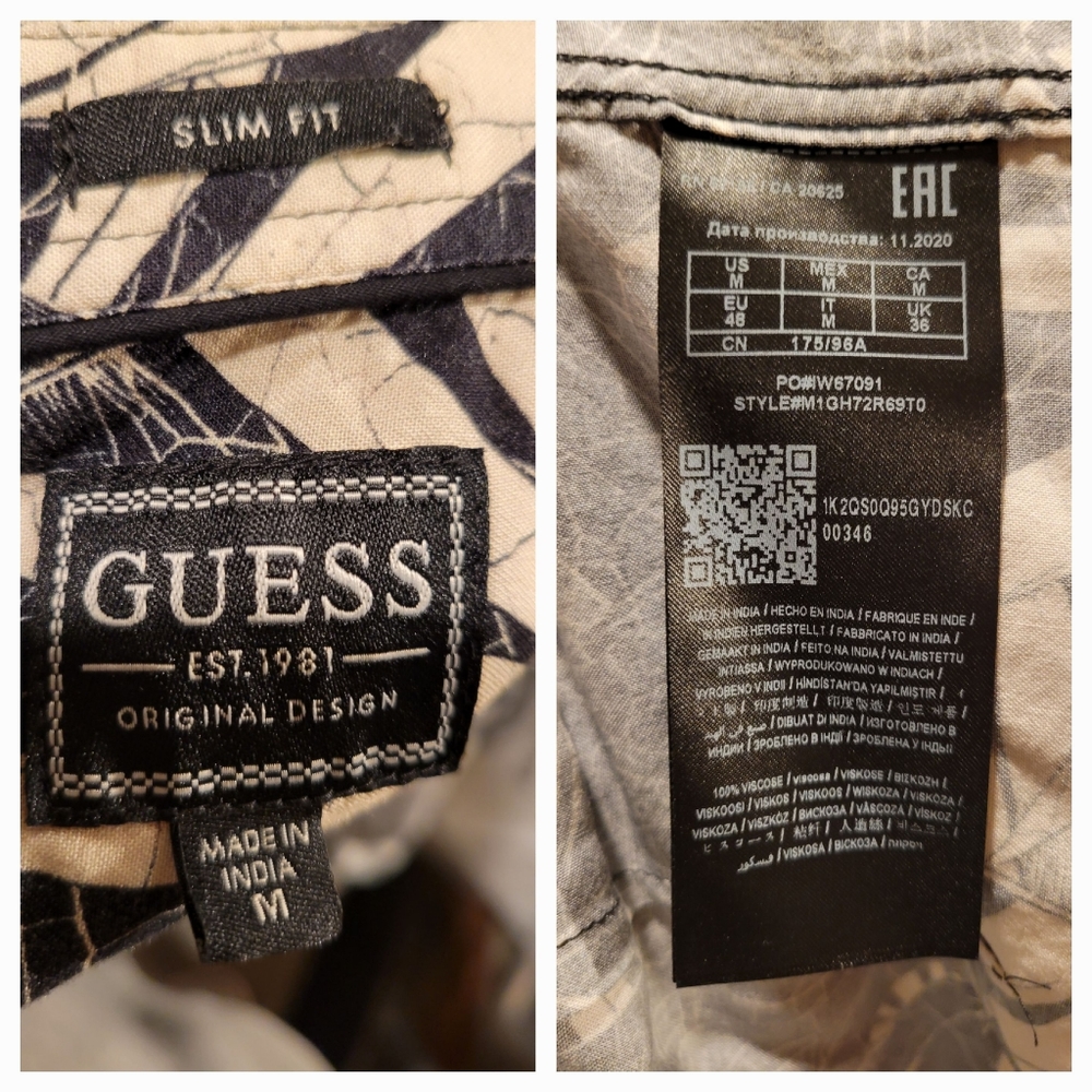 Guess Slim Fit Fossil/Foliage Print Button Down M… - image 4